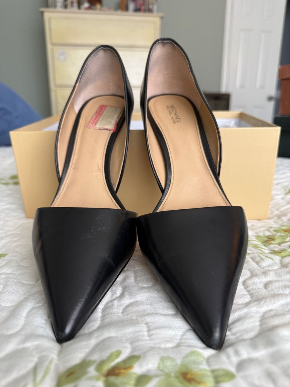 Michael Kors Black Leather Pointed D'Orsay Pumps